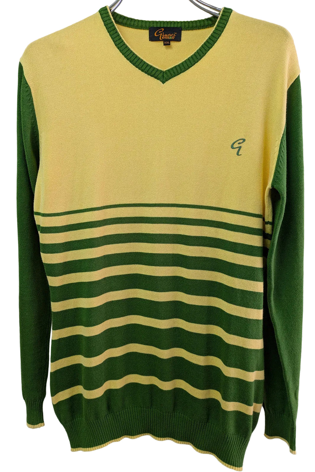 Deadstock 70's Style V-Neck Sweater Ginger Lemon | College School Knit