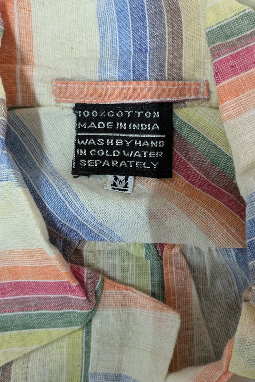 80's Vintage Rainbow Multi-Color Cotton Polo Dress with Ribbon Belt