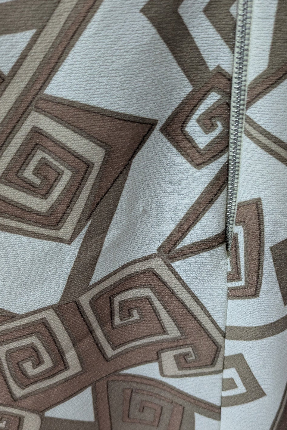 70's Geometric Maxi Dress London Vintage | Bold Pattern Zip Front Dress