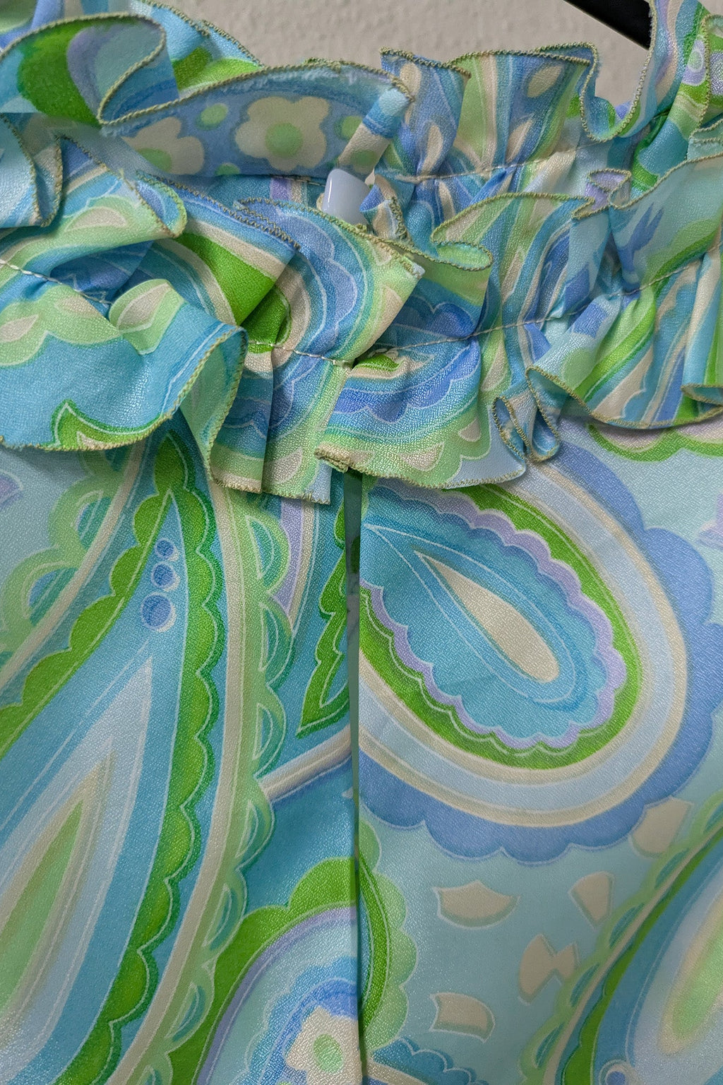 70's Paisley Mini Dress | Pucci Style Vintage Ruffle Dress