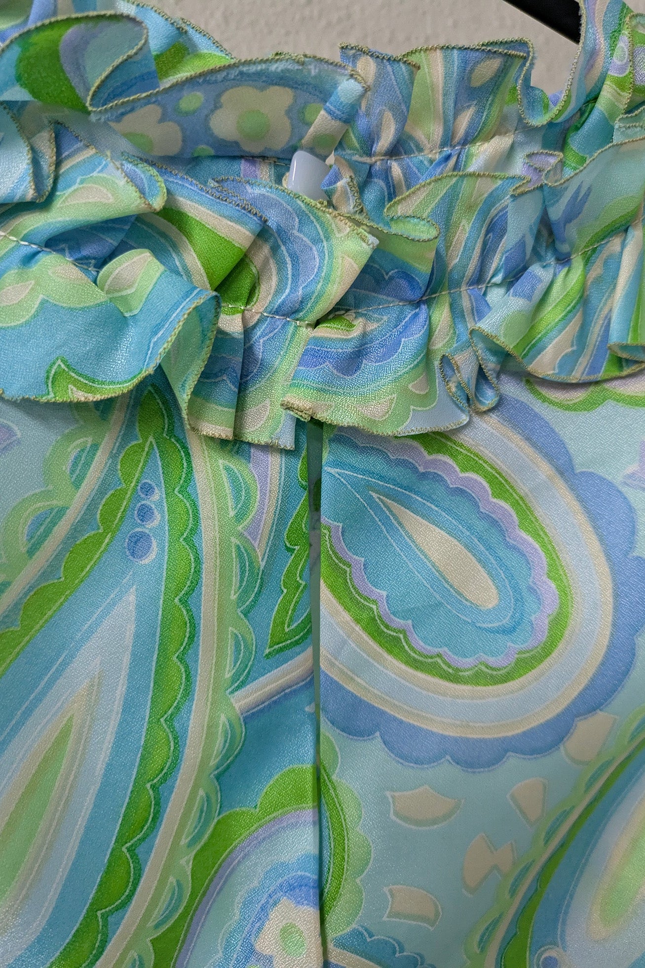 70's Paisley Mini Dress | Pucci Style Vintage Ruffle Dress