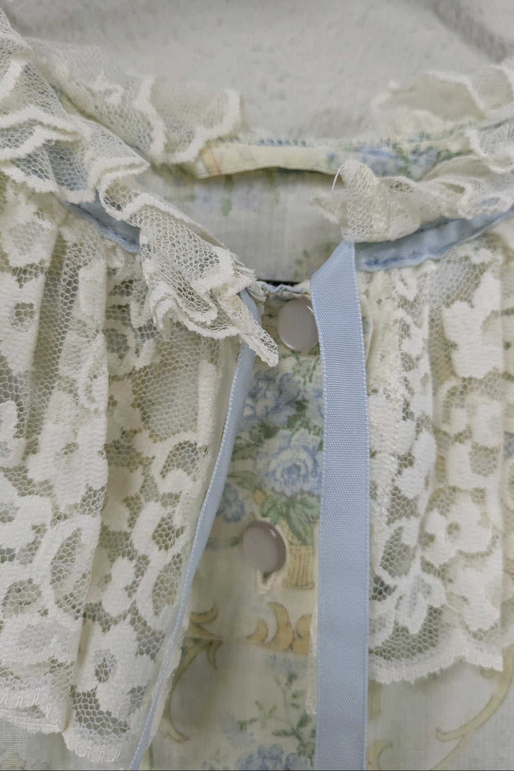 70's Night Gown London Vintage | Victorian Lace Cotton Dress