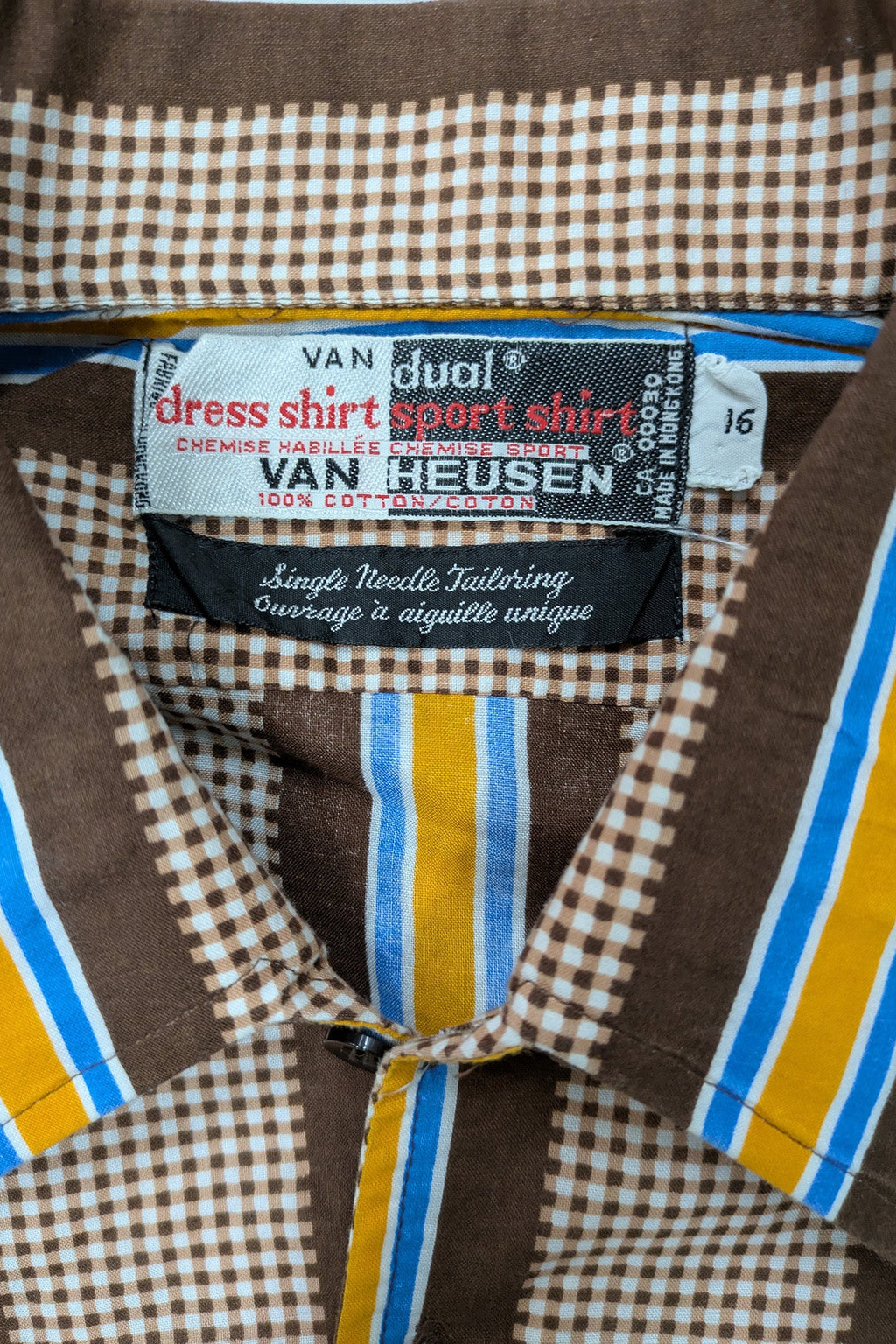 60's Men's Shirt Van Heusen London Vintage | Check Stripe Dress Sport Shirt
