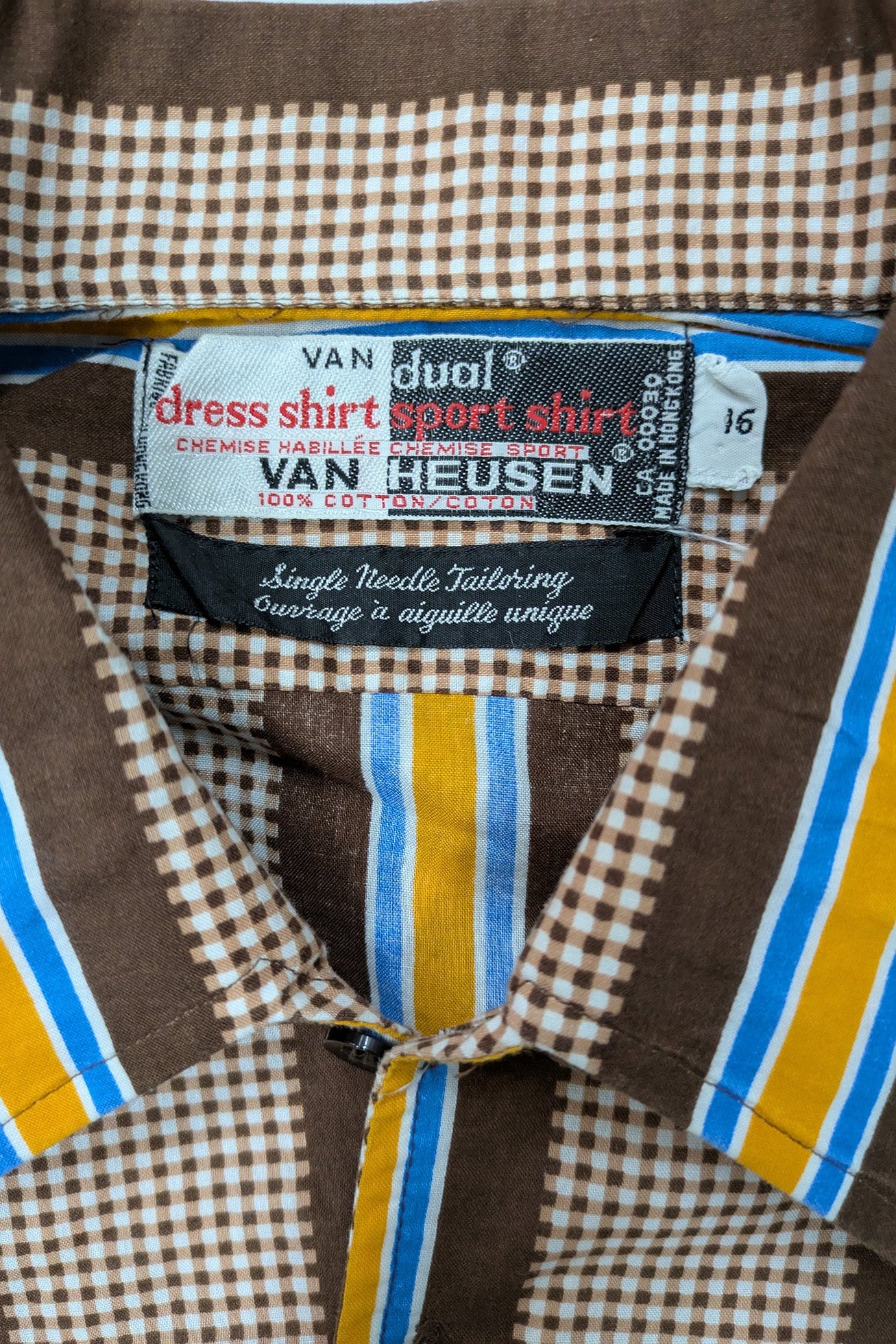 60's Men's Shirt Van Heusen London Vintage | Check Stripe Dress Sport Shirt