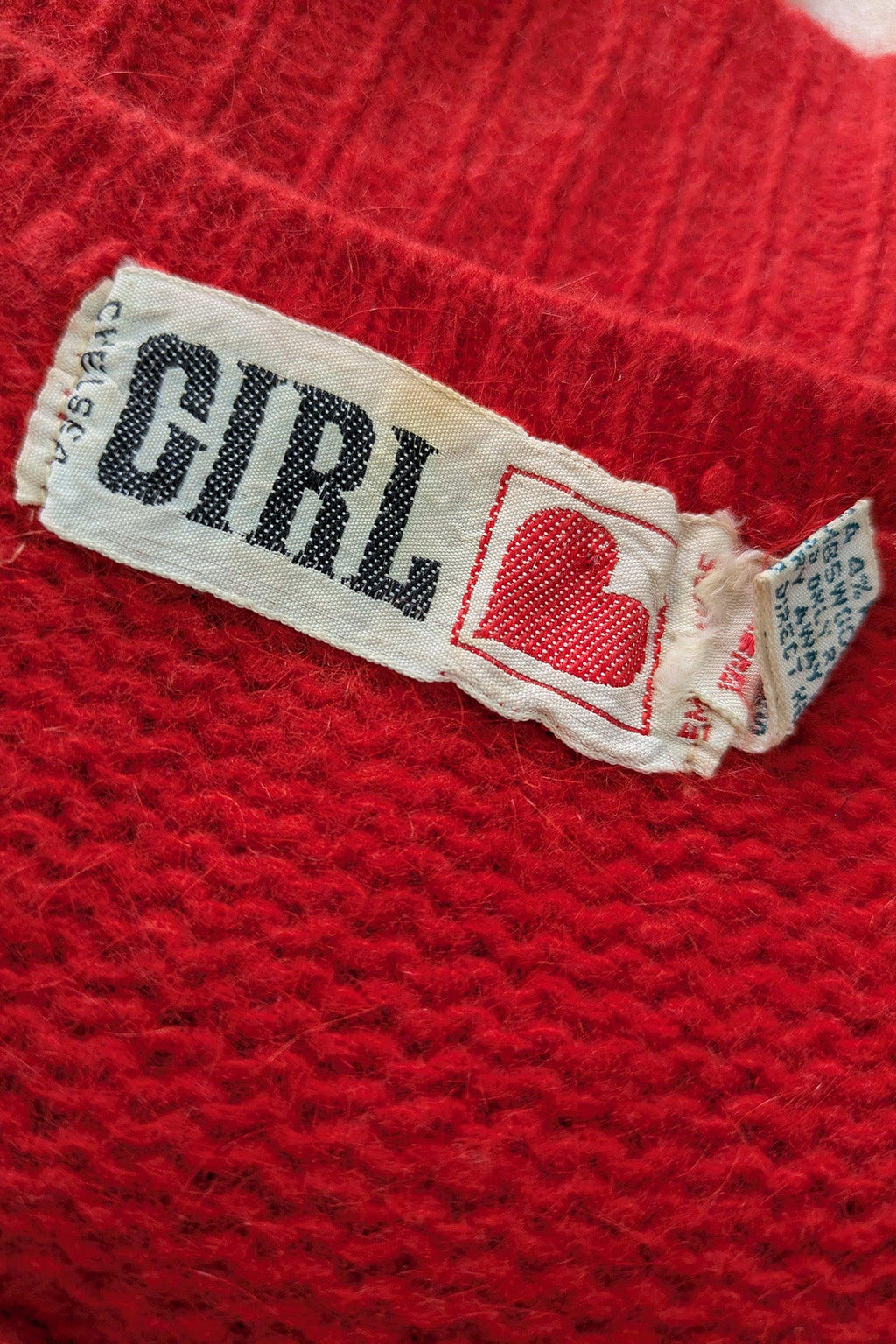 70's Red Mini Knit Chelsea Girl London | Angora Mohair Sweater