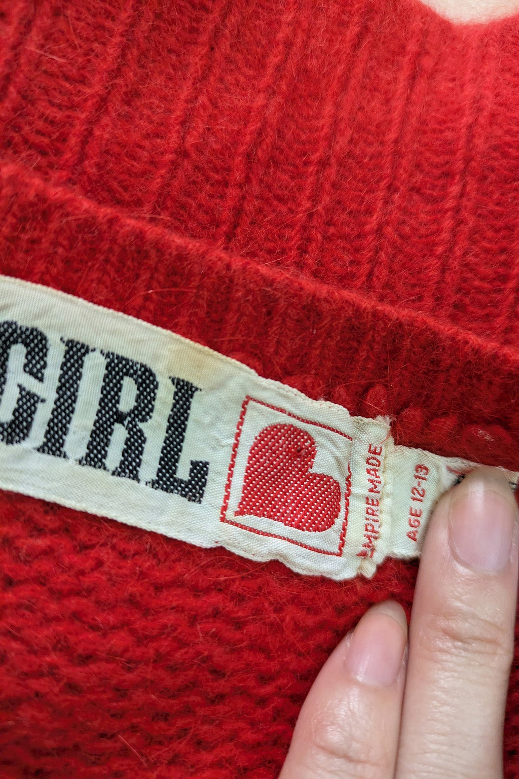 70's Red Mini Knit Chelsea Girl London | Angora Mohair Sweater