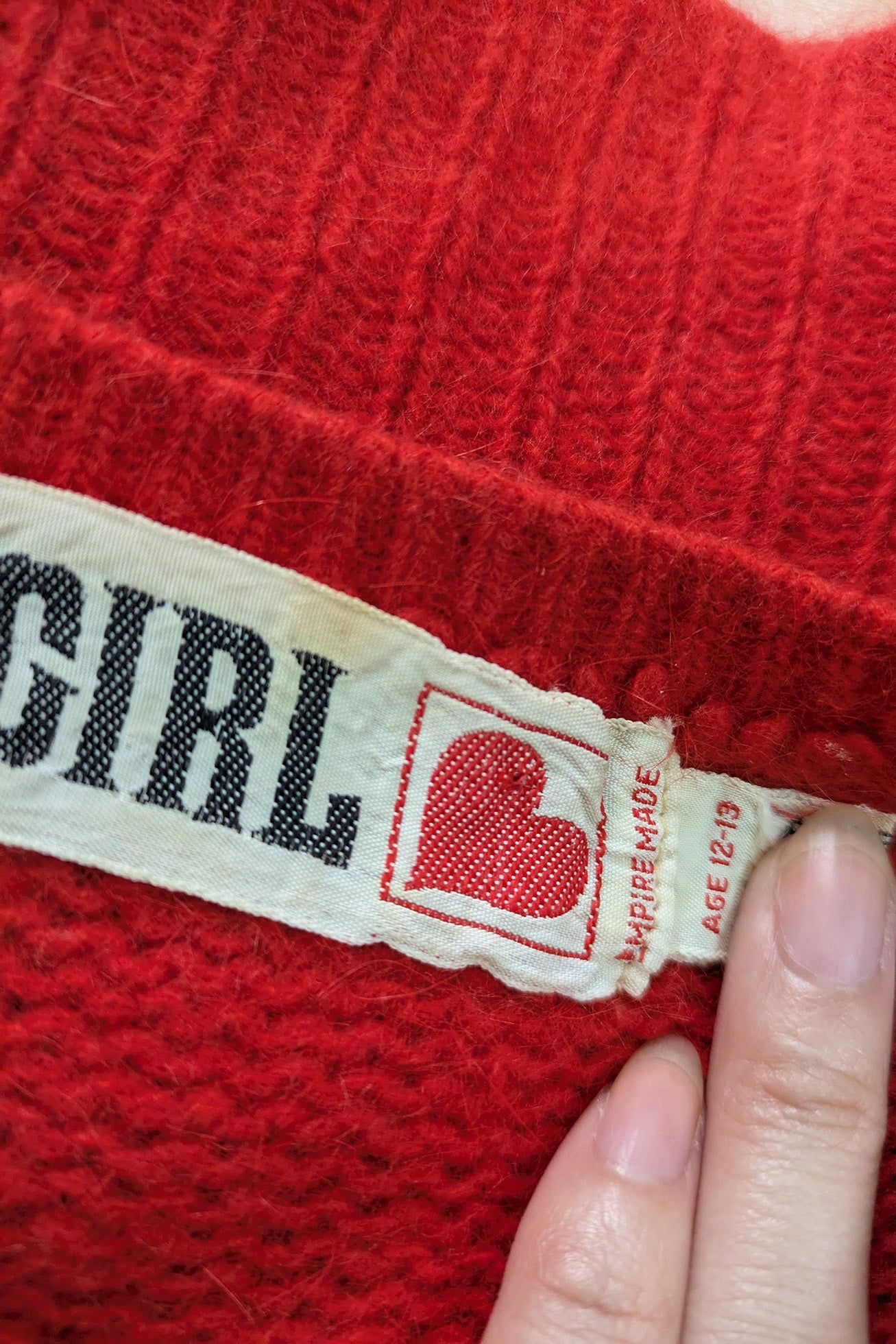 70's Red Mini Knit Chelsea Girl London | Angora Mohair Sweater