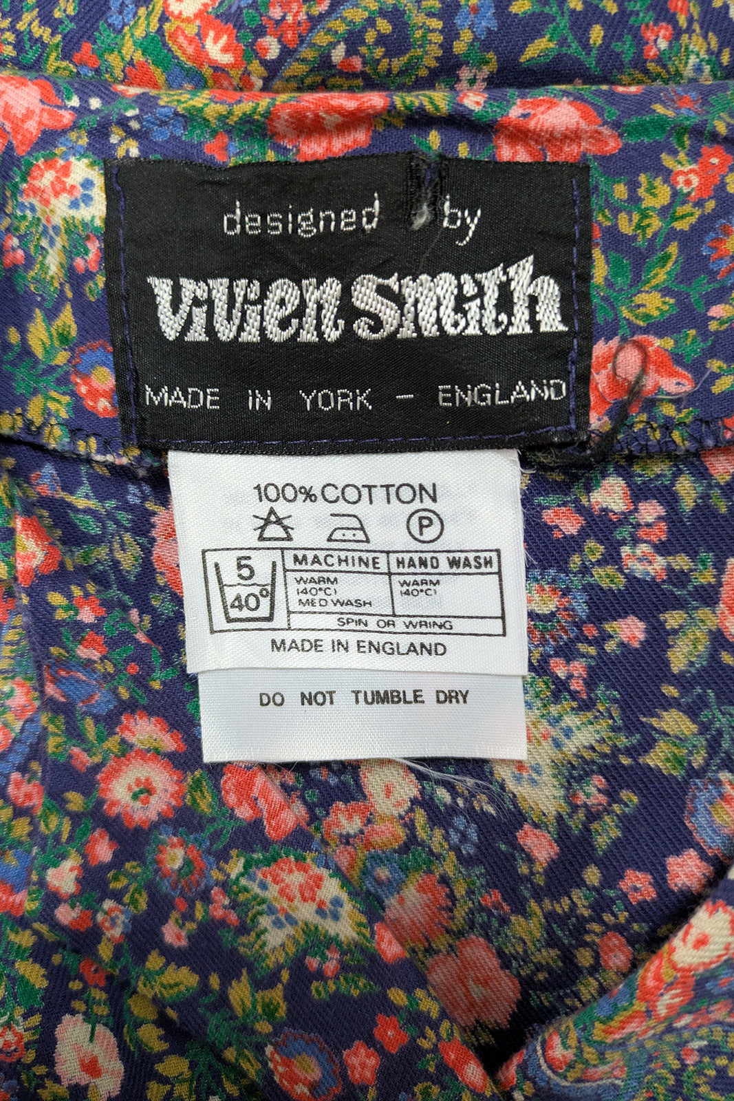 70's Liberty Print Flower Dress Vivien Smith England | Purple Floral Cotton