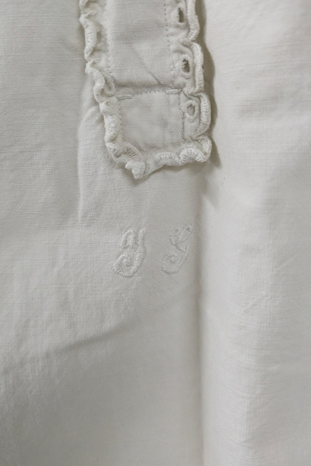 50's Vintage Rare Find White Cotton Dress with Y.G Embroidery