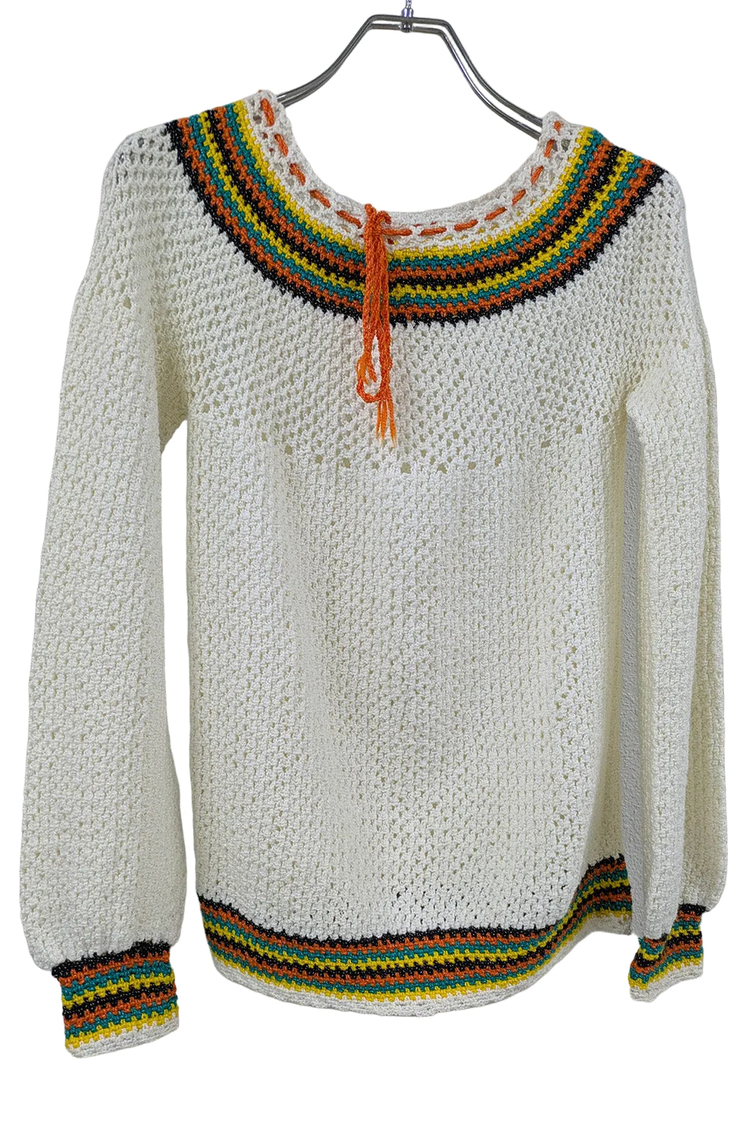 70's Handmade Crochet Knit London Vintage | Colorful Boho Sweater