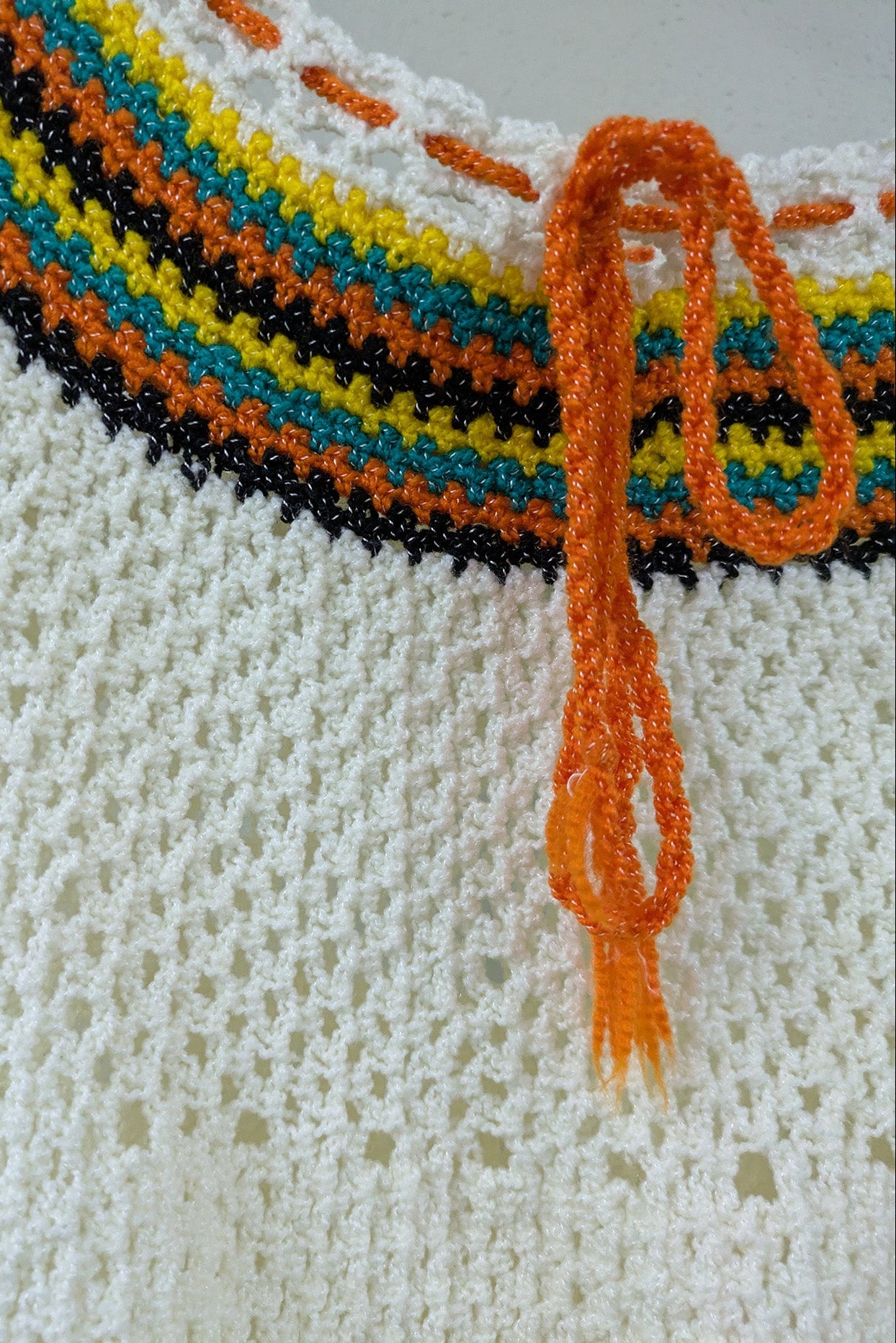 70's Handmade Crochet Knit London Vintage | Colorful Boho Sweater