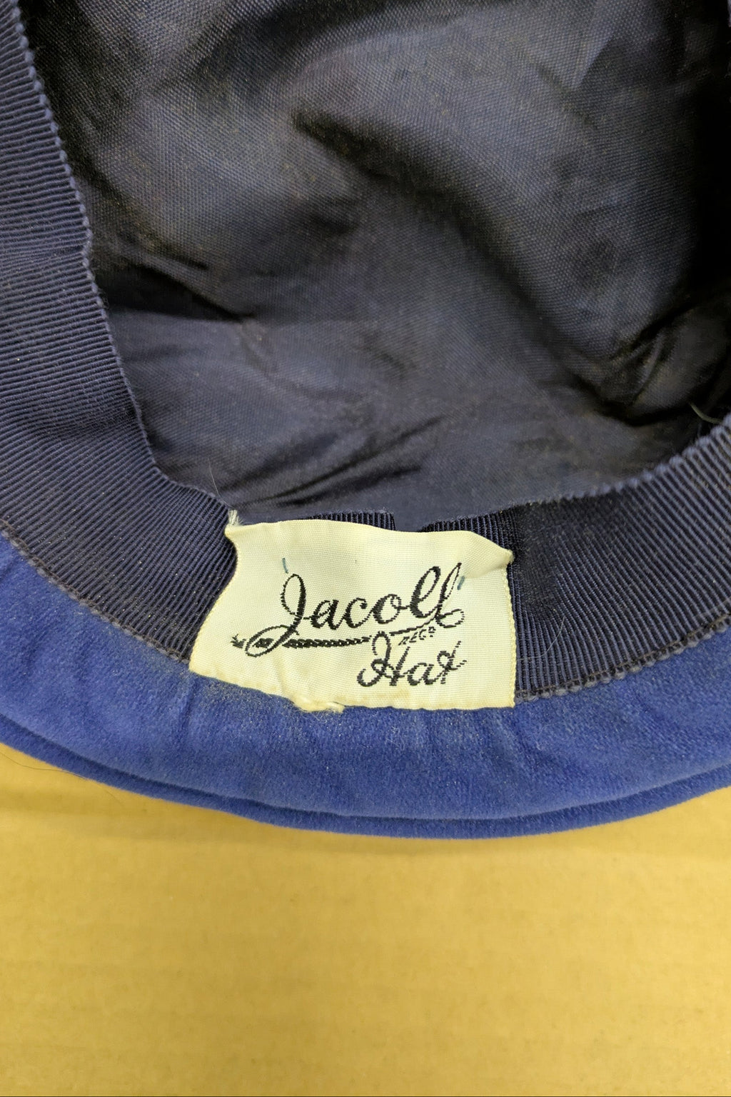 50's Velour Hat Jacoll Hat London | Royal Blue Velvet Vintage Hat