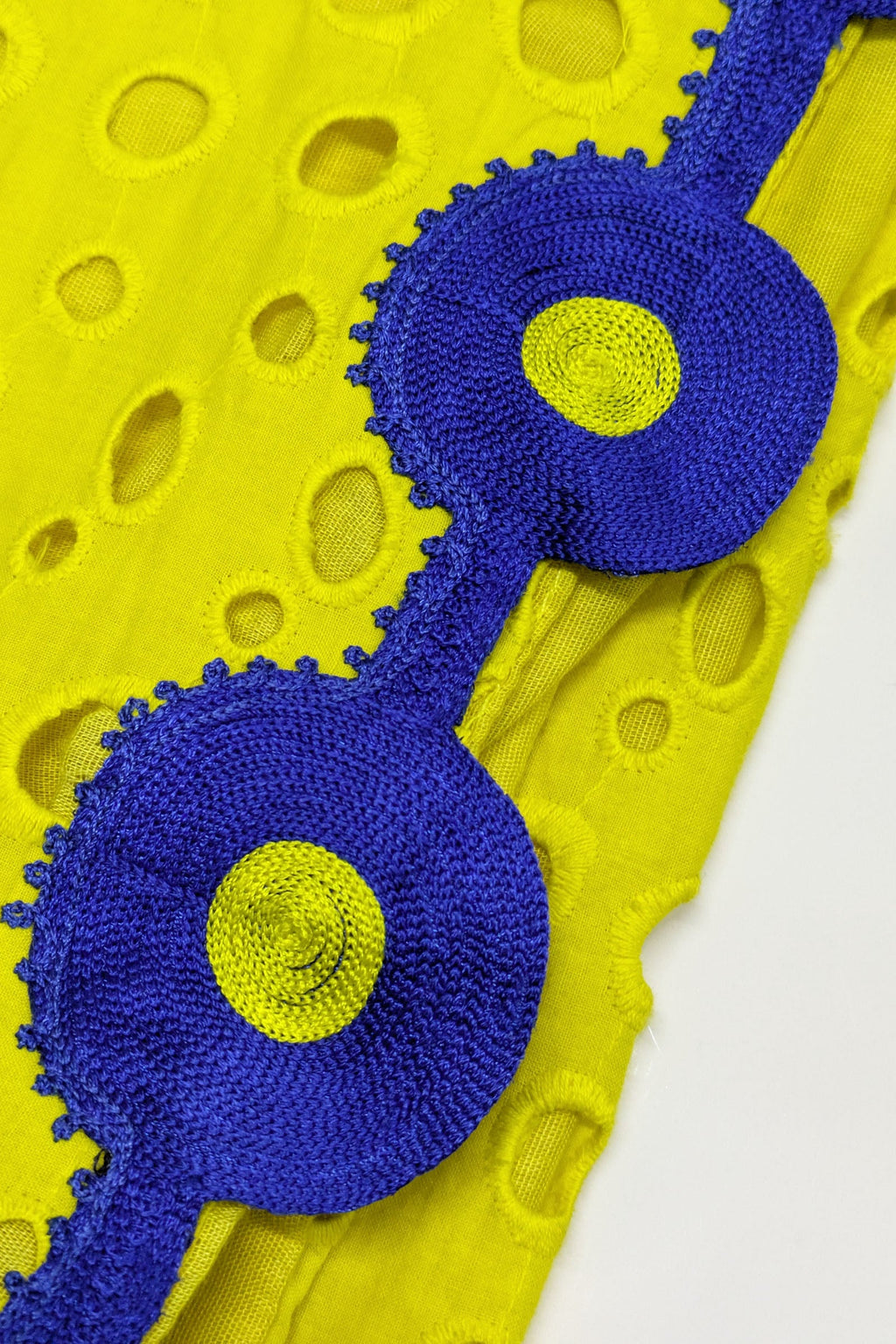 Handmade Yellow Wrap Skirt | British Embroidery Blue Vintage