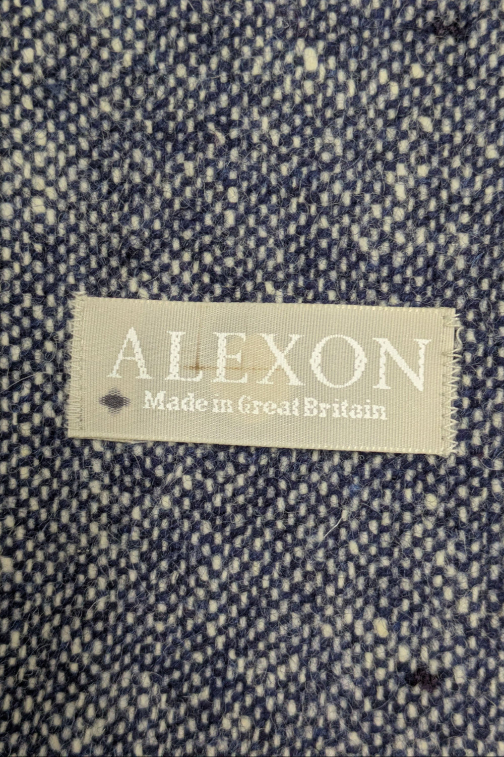 80s ALEXON Tweed Jacket with Velvet Collar | UK Navy & White