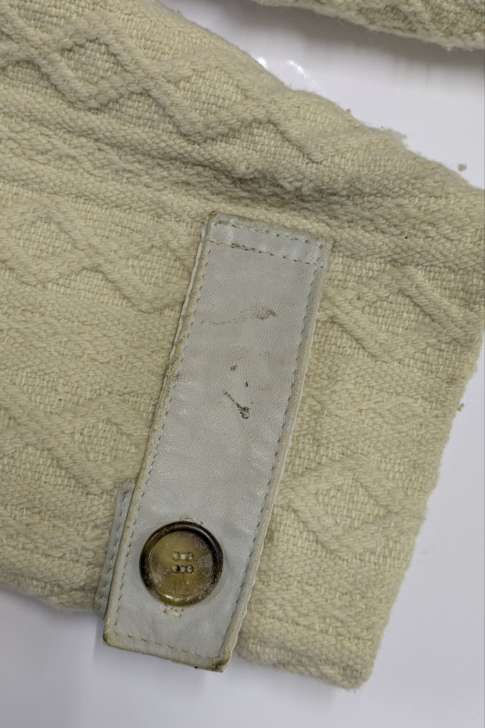 70s BRUTE Knit Duffle Coat | UK Ivory Leather Details Unisex