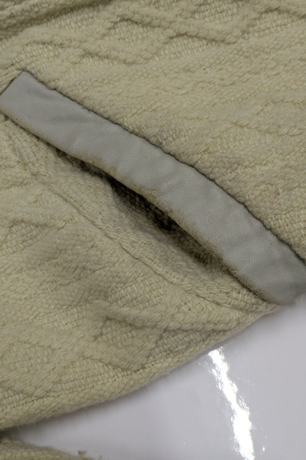 70s BRUTE Knit Duffle Coat | UK Ivory Leather Details Unisex