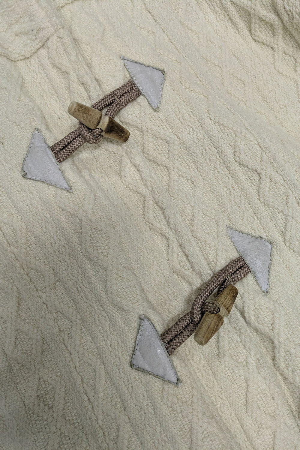 70s BRUTE Knit Duffle Coat | UK Ivory Leather Details Unisex