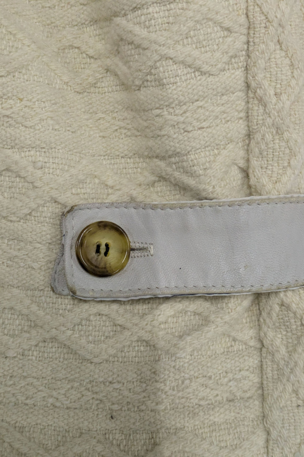 70s BRUTE Knit Duffle Coat | UK Ivory Leather Details Unisex