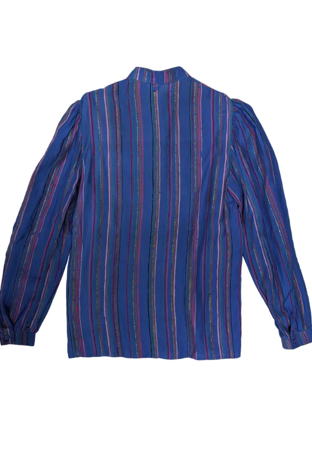 70s Vintage Striped Blouse with Balloon Sleeves | Lurex Multi Color