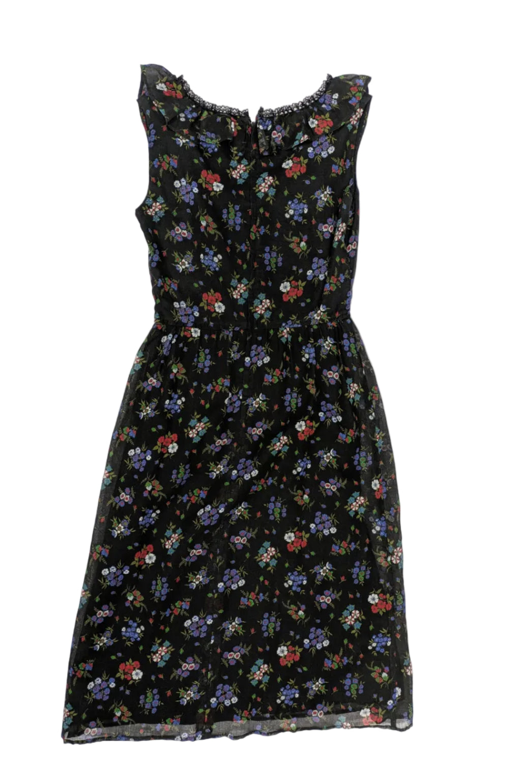 70s Vintage Kati at Laura Phillips Floral Dress - Black Ruffle Collar