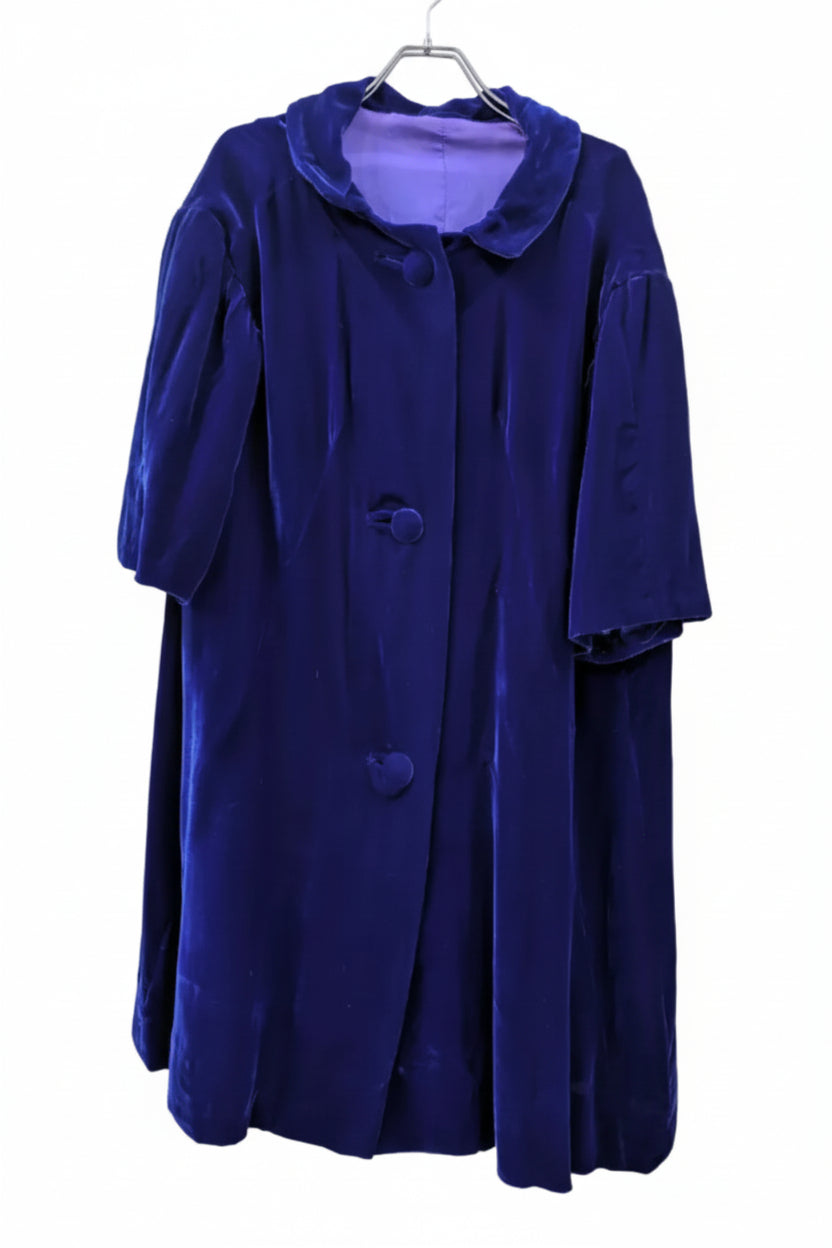70s Vintage Blue Velvet Opera Cape - European Evening Wear