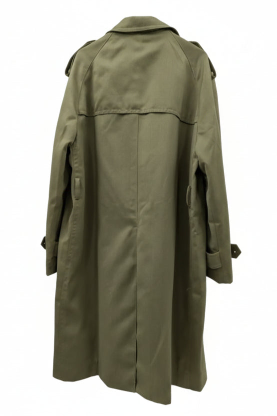 70's Spanish Military Trench Coat Lorca Industrial | Olive Green Leather Button Coat