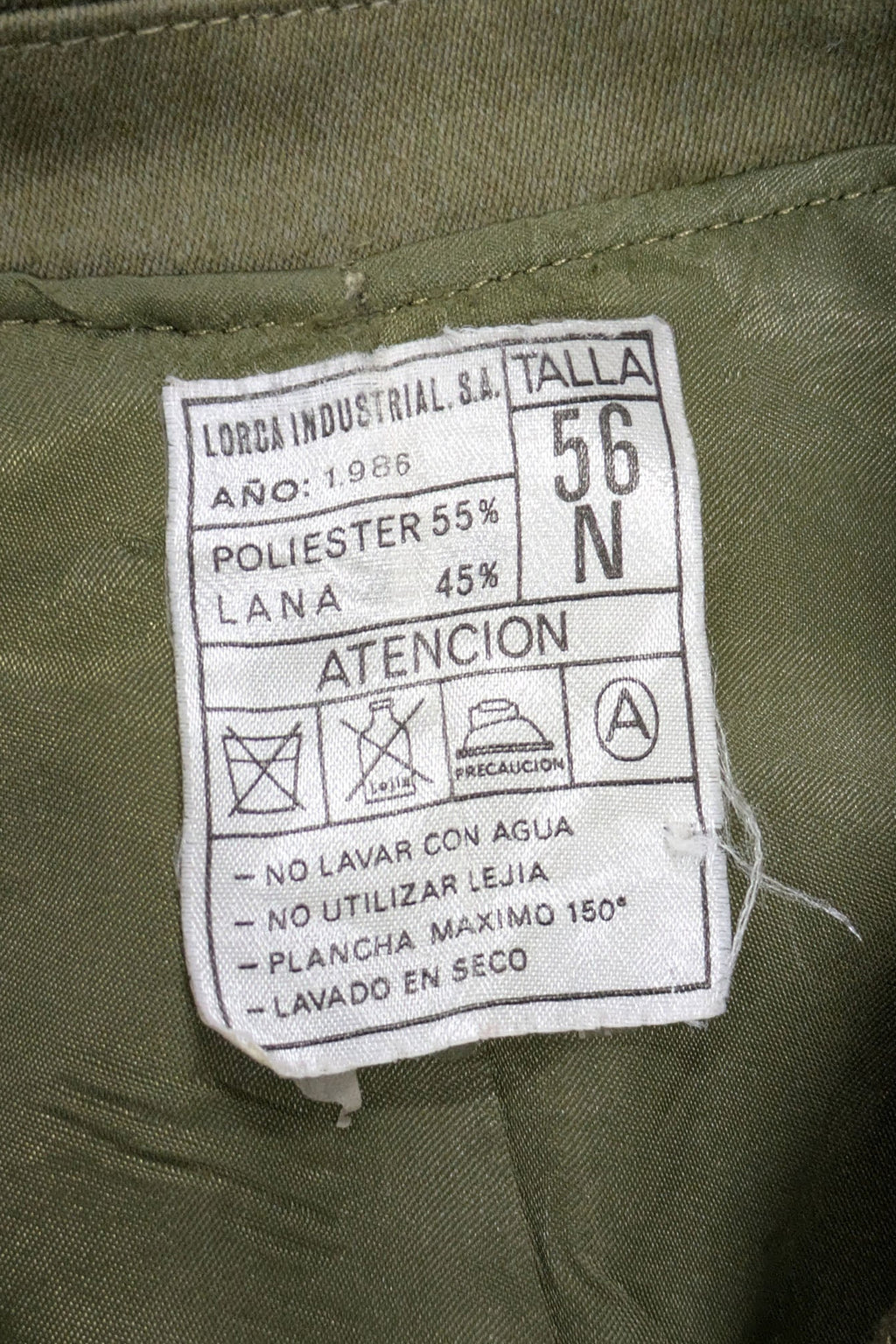 70's Spanish Military Trench Coat Lorca Industrial | Olive Green Leather Button Coat