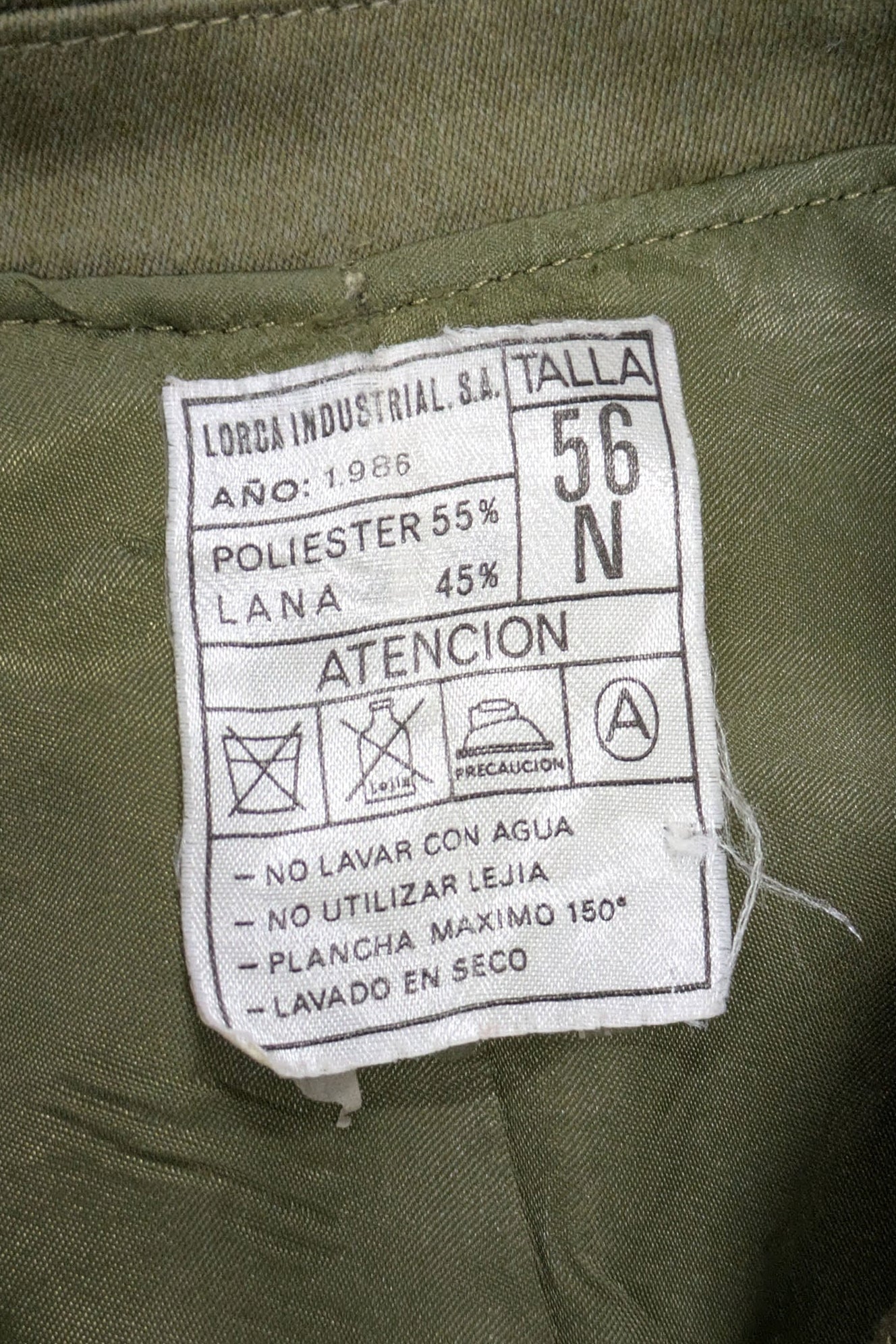 70's Spanish Military Trench Coat Lorca Industrial | Olive Green Leather Button Coat