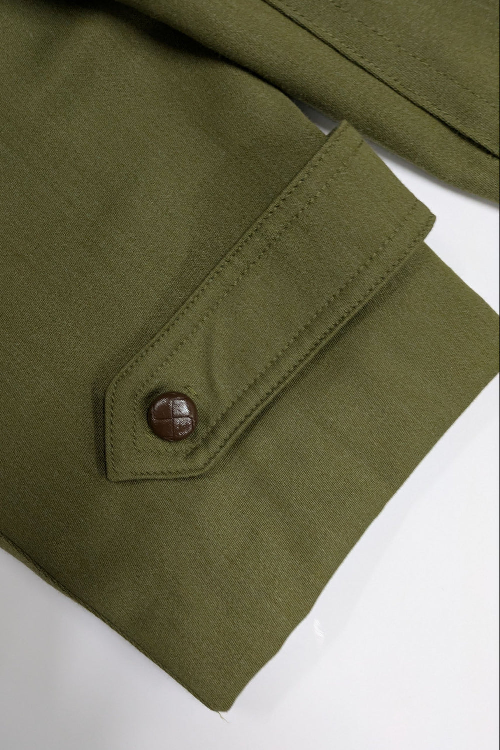 70's Spanish Military Trench Coat Lorca Industrial | Olive Green Leather Button Coat