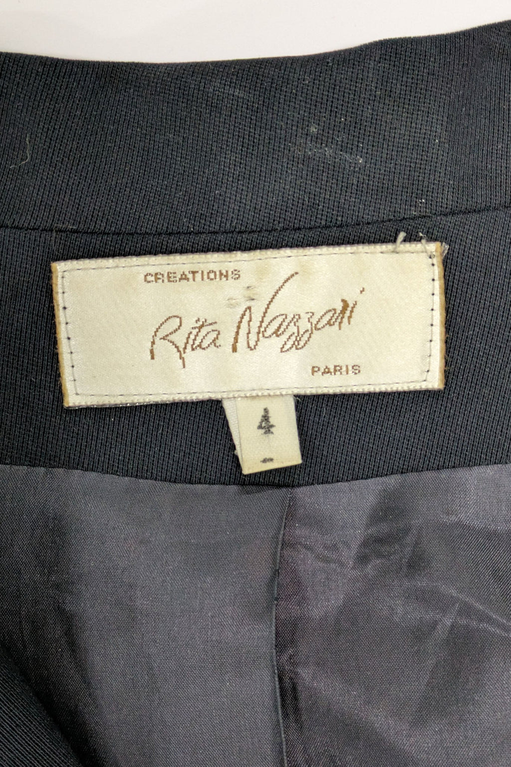 70s Rita Nazzari Double Jacket with Shell Buttons | Paris Navy