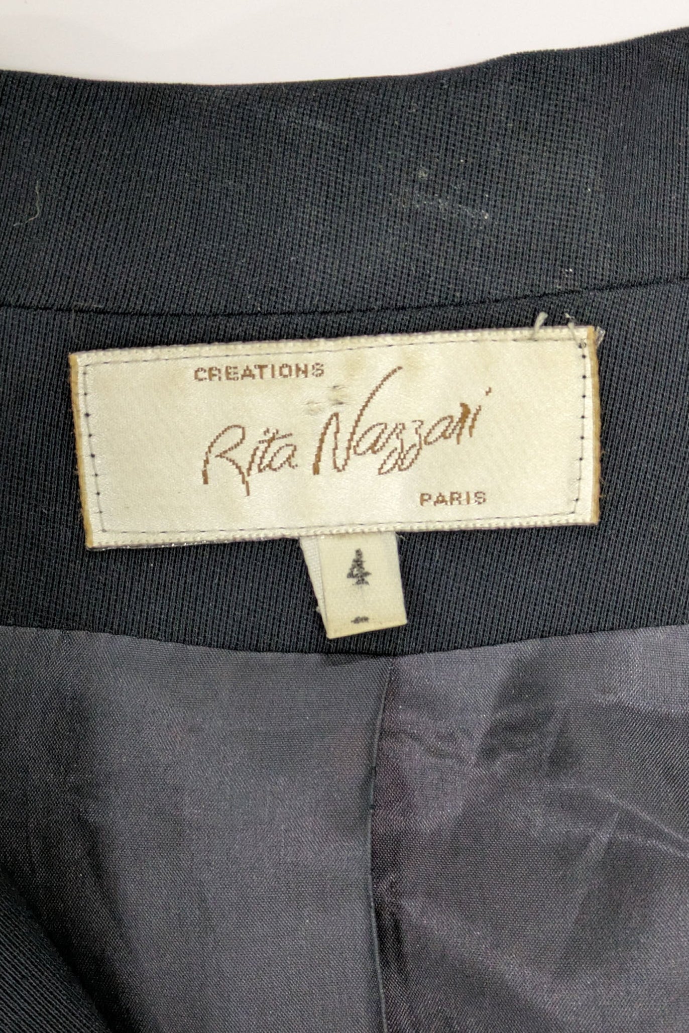 70s Rita Nazzari Double Jacket with Shell Buttons | Paris Navy