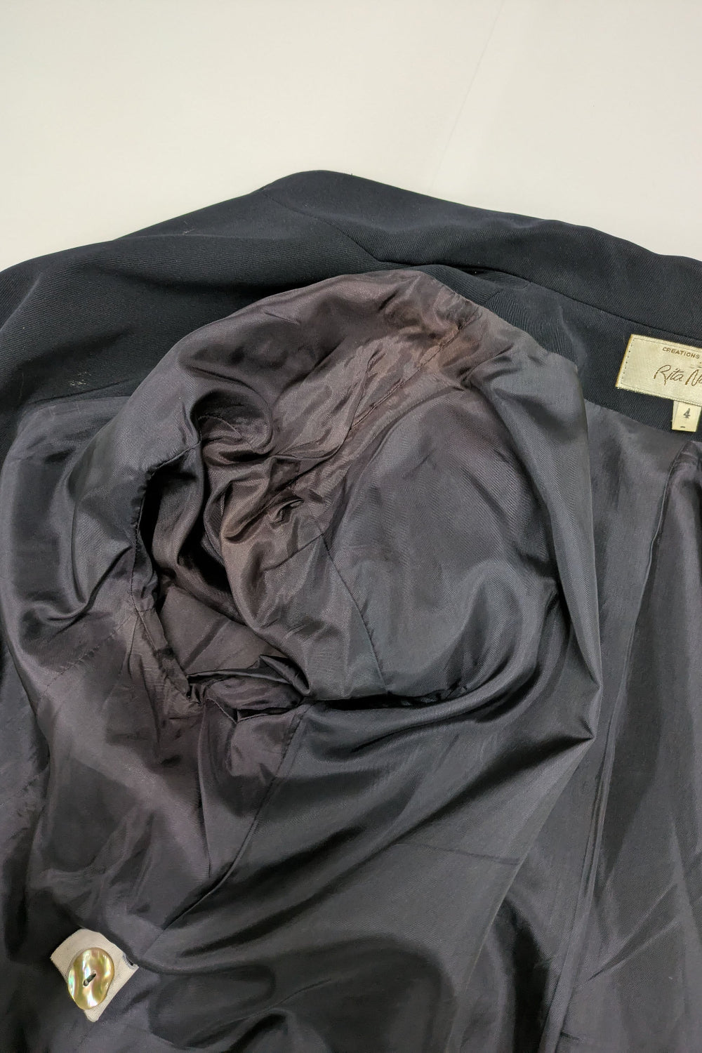 70s Rita Nazzari Double Jacket with Shell Buttons | Paris Navy