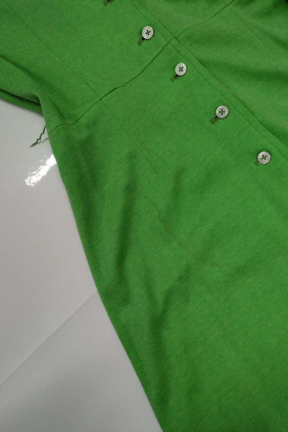 70's Green Sheath Dress Colin Glascoe England | Shiny Stretch Dress