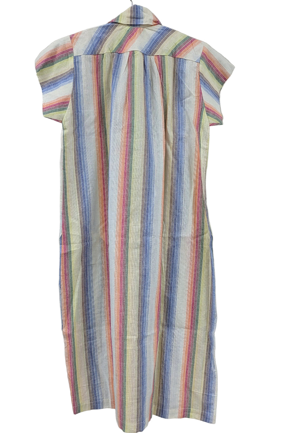 80's Vintage Rainbow Multi-Color Cotton Polo Dress with Ribbon Belt
