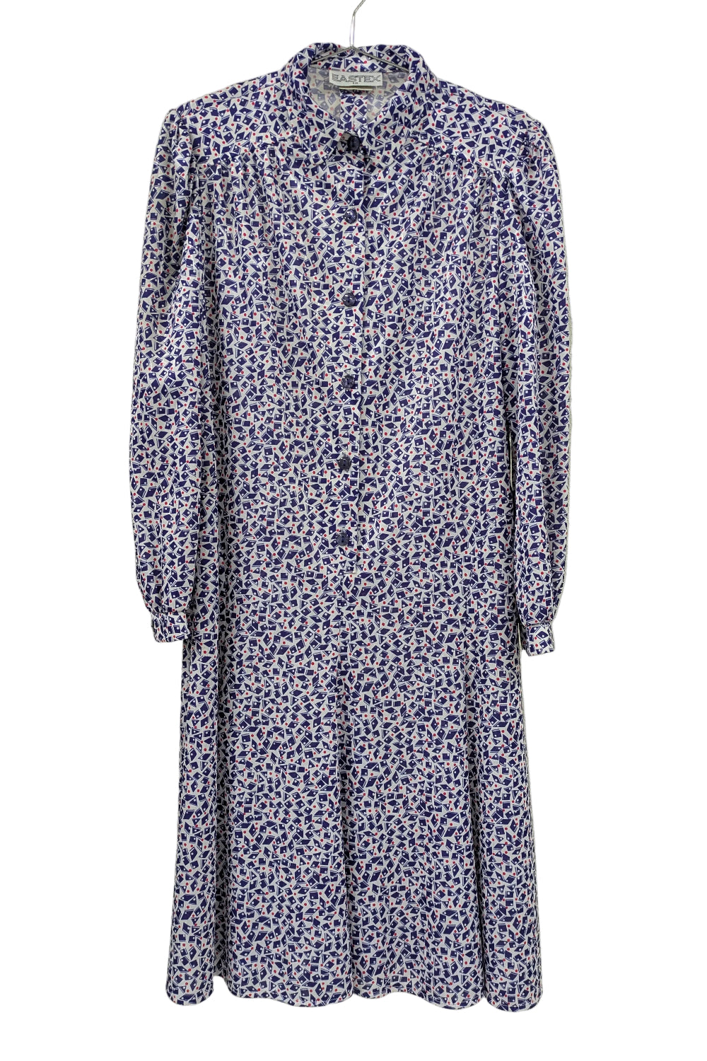 70's Eastex Midi Dress UK Vintage | Marine Style Puff Shoulder Dress
