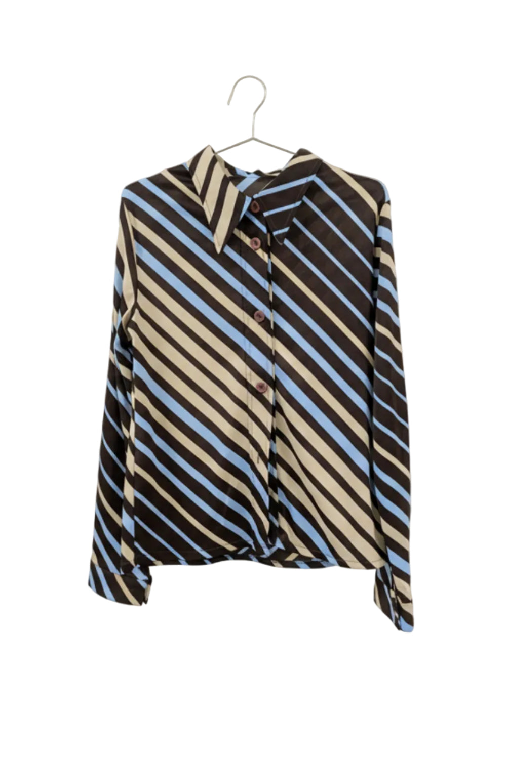 70's Lady's Shirt London Vintage | Geometric Stripe Future Retro Blouse