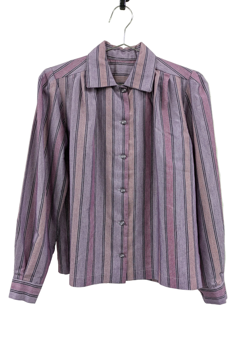 80's Striped Shirt Vintage | Victorian Blouse Purple Stripe
