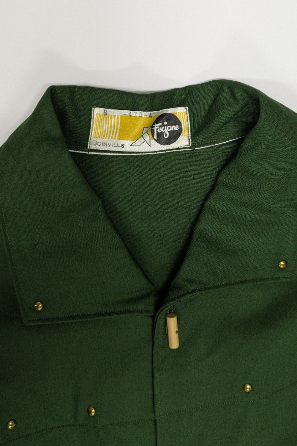 70s Deadstock French Toggle Button Kahki Work Shirt - Ferjane