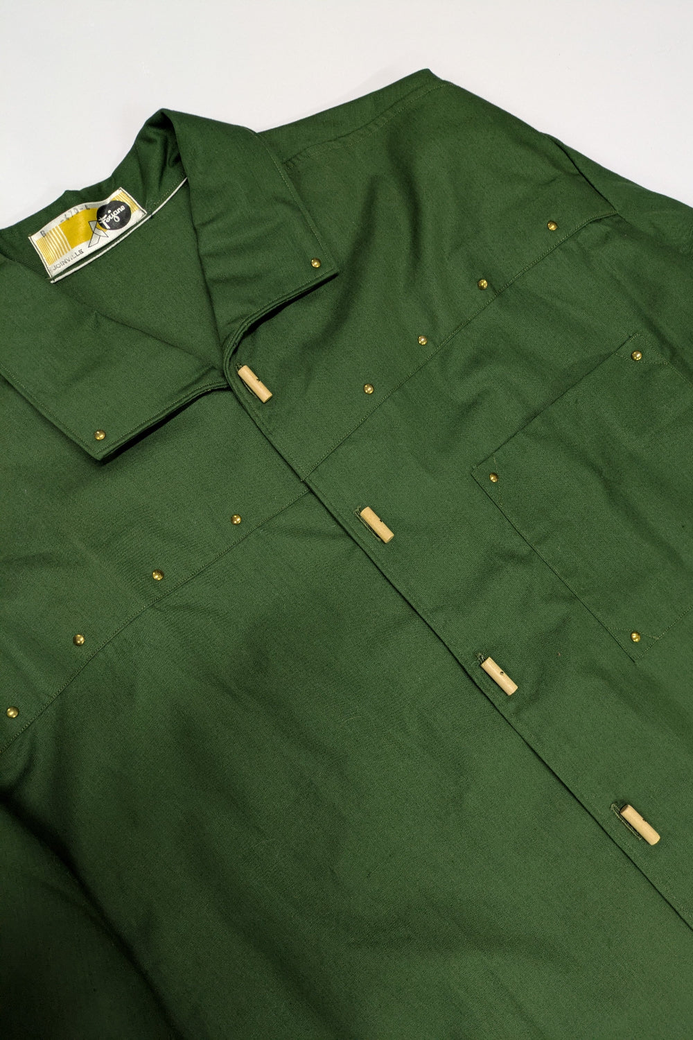 70s Deadstock French Toggle Button Kahki Work Shirt - Ferjane