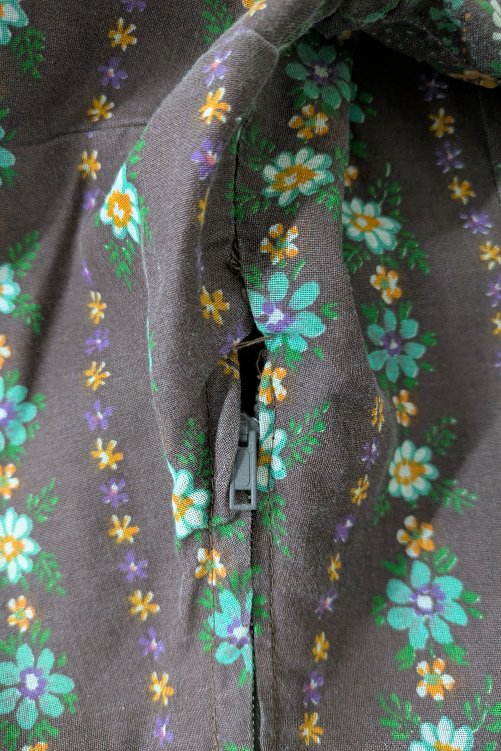 70's Brown Dress Richard Shops UK | Hippie Floral Paisley Maxi Dress