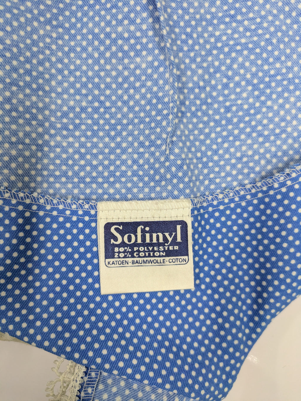 70's Sofinyl Polka Dot Dress Blue　deadstock