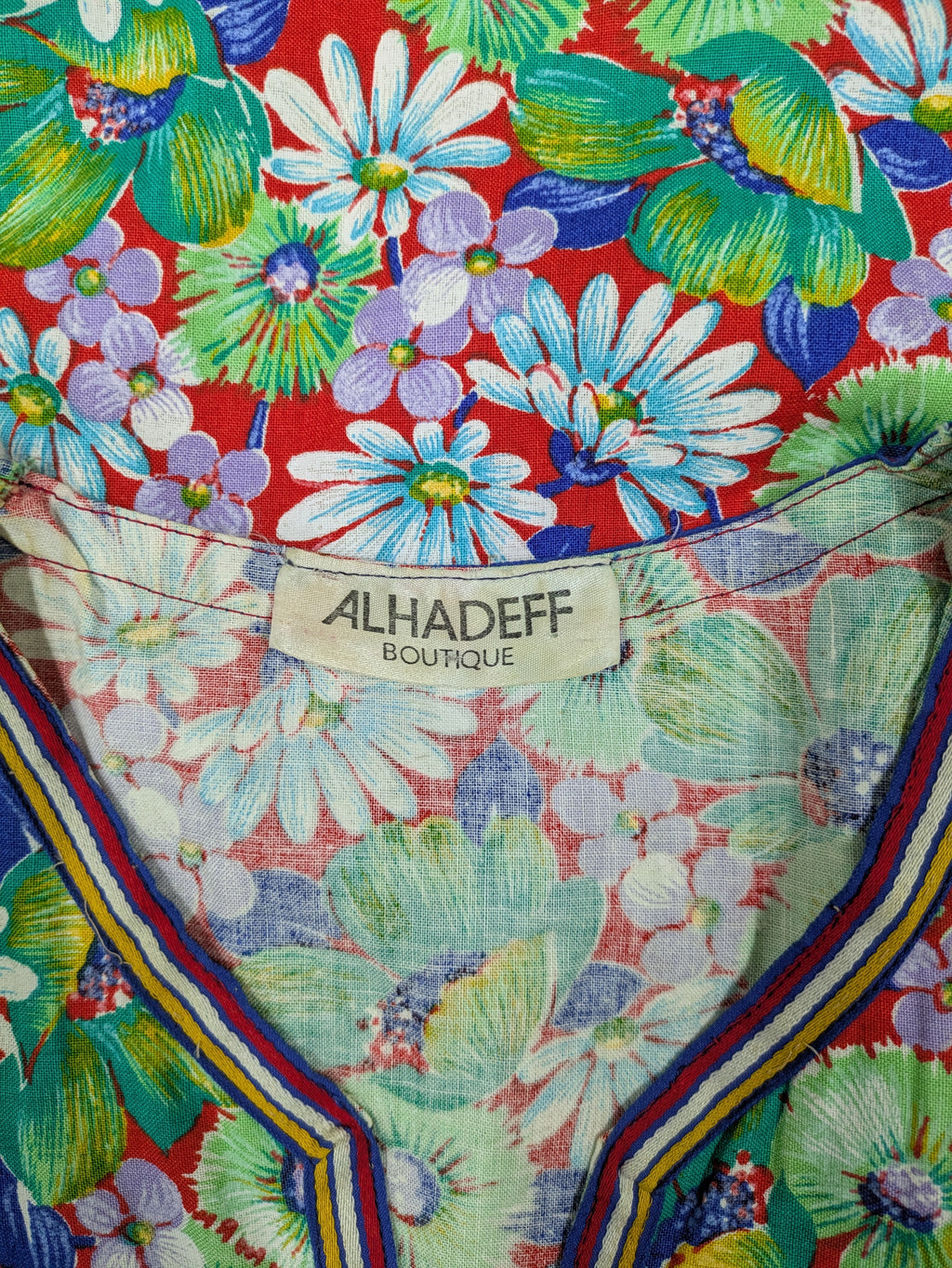 70's ALHADEFF BOUTIQUE Floral Smock Dress Green