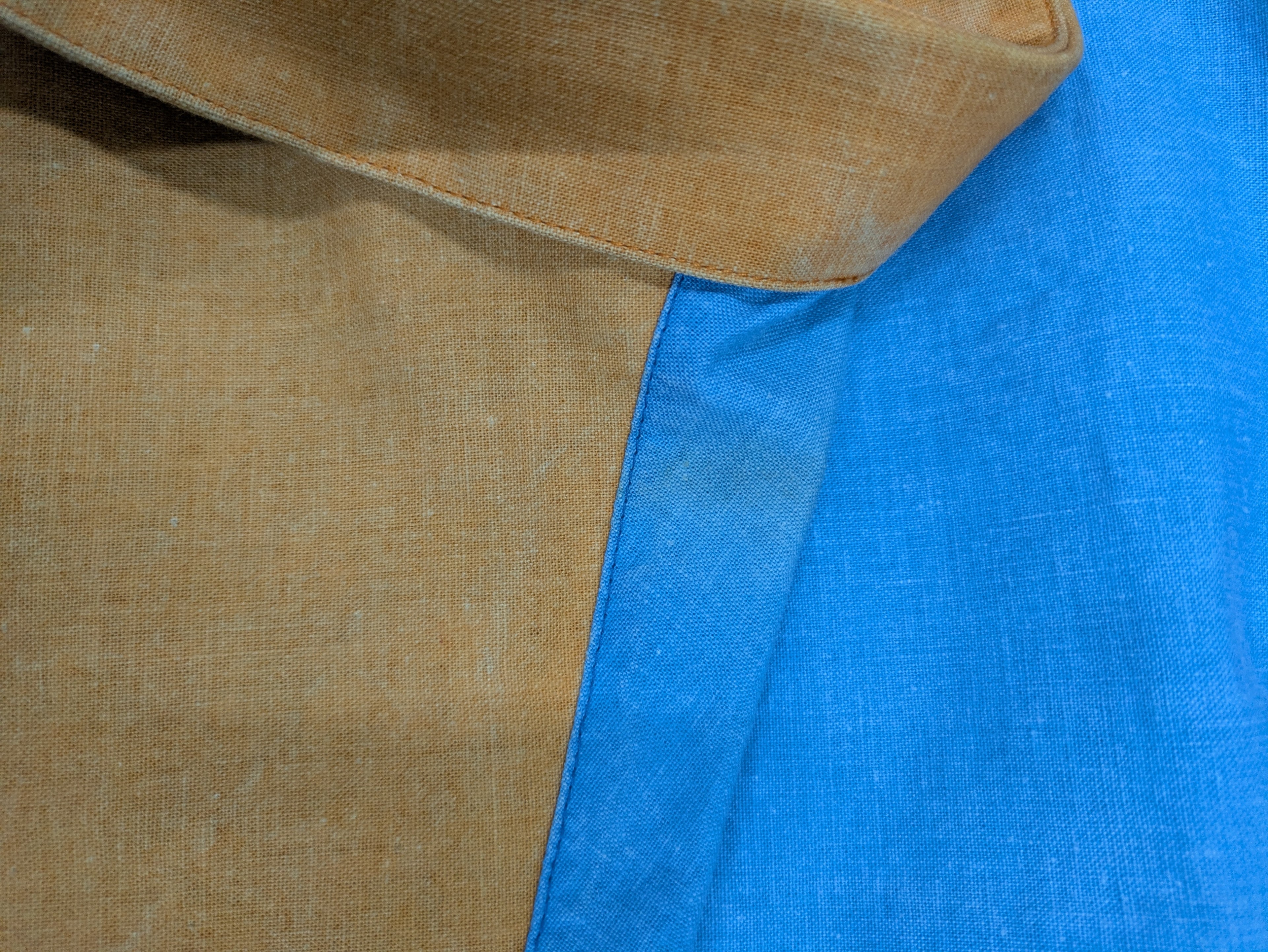 70's LINEA Deadstock Colourblock Short Sleeve Shirt Blue