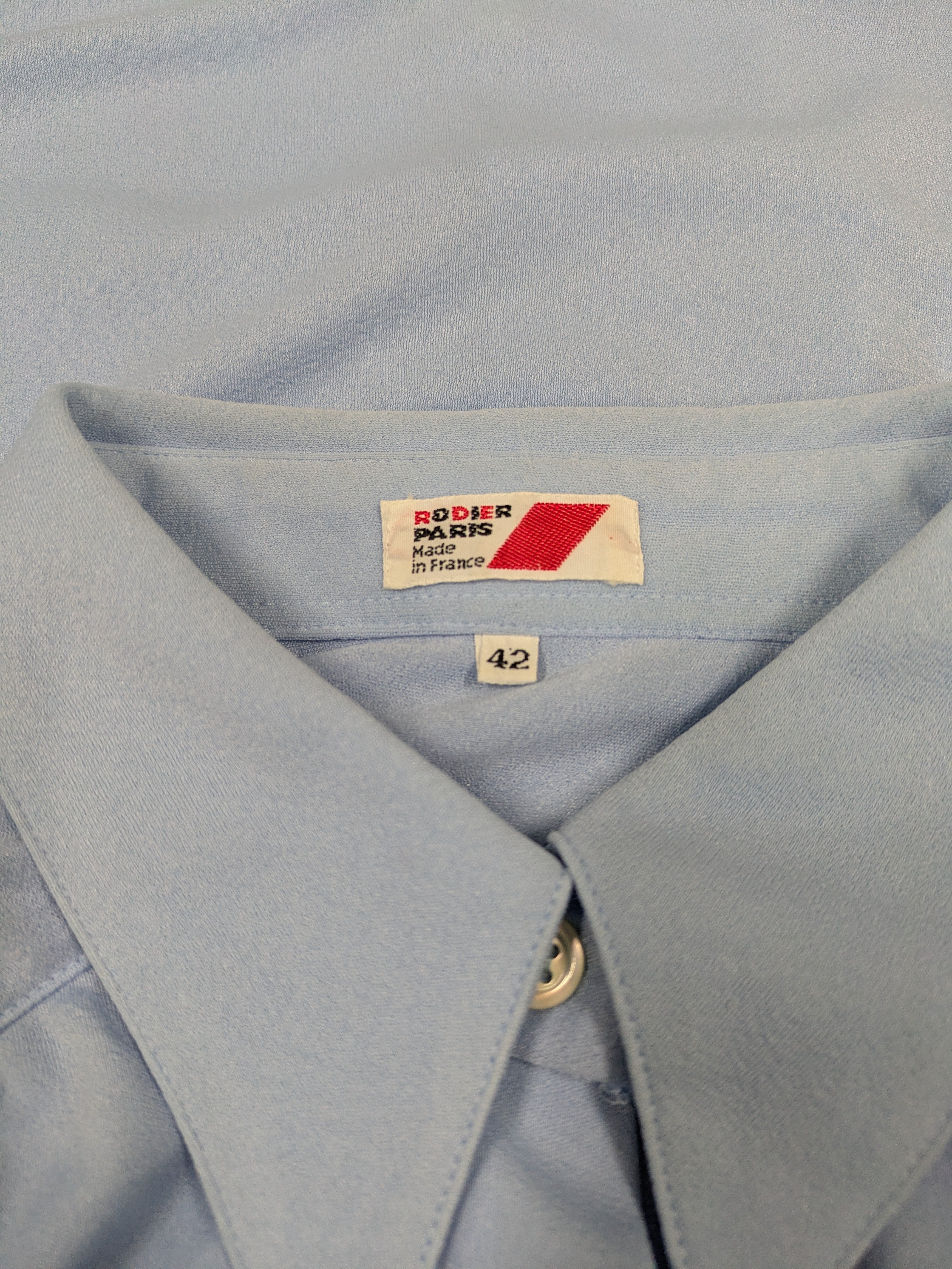 vintage 1970s Rodier of Paris shirt light blue