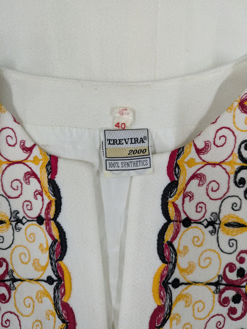 60's Trevira Embroidered Dress White