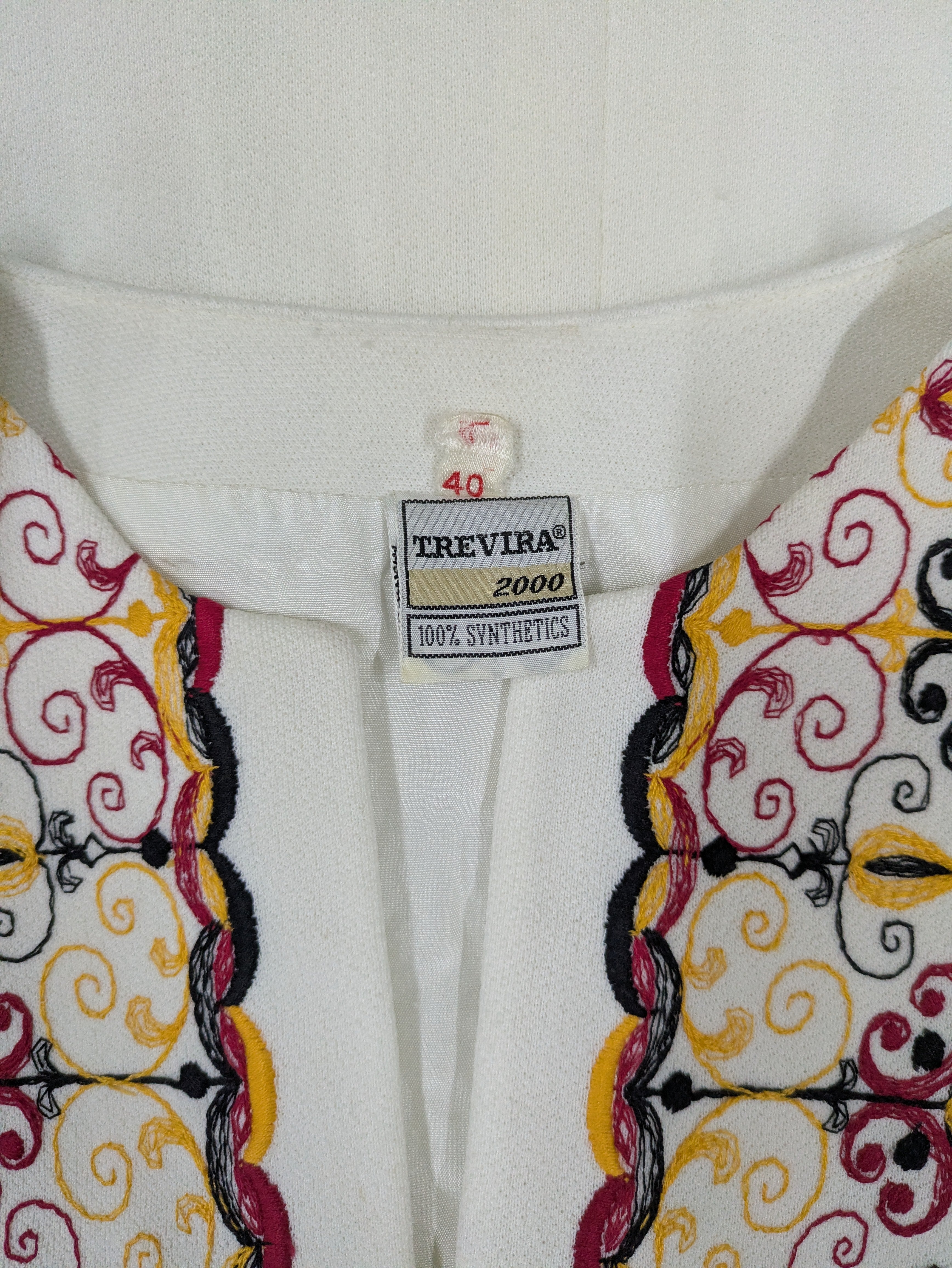60's Trevira Embroidered Dress White
