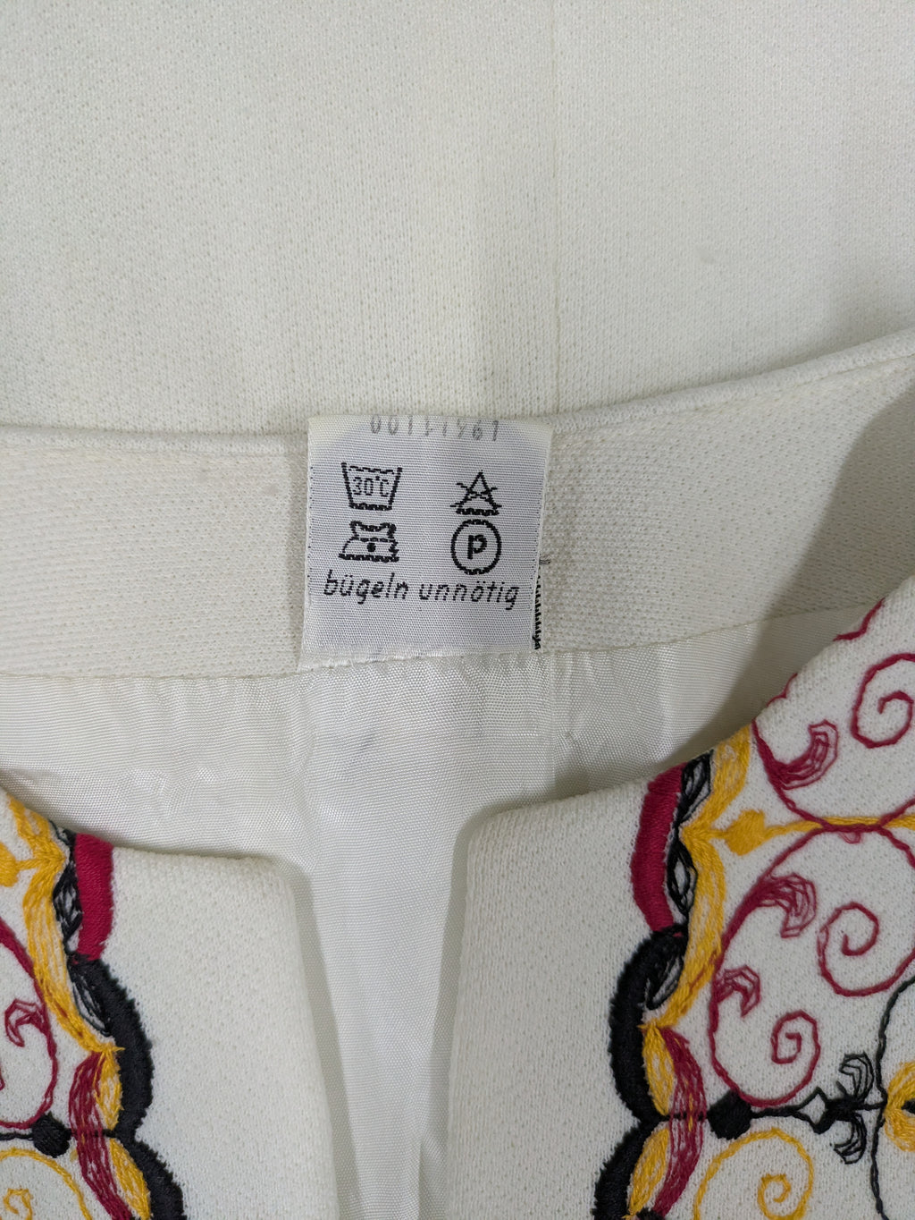 60's Trevira Embroidered Dress White