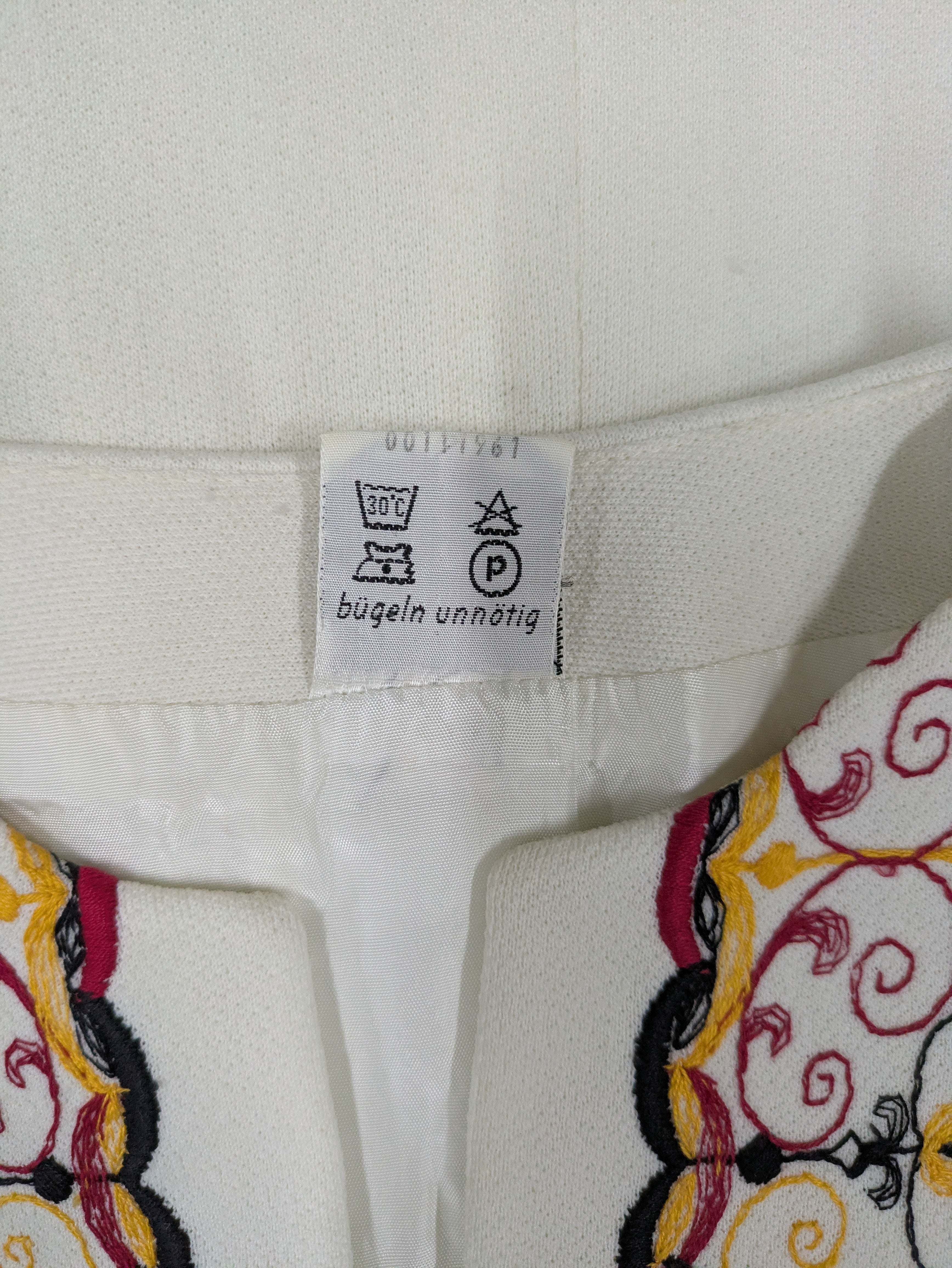 60's Trevira Embroidered Dress White