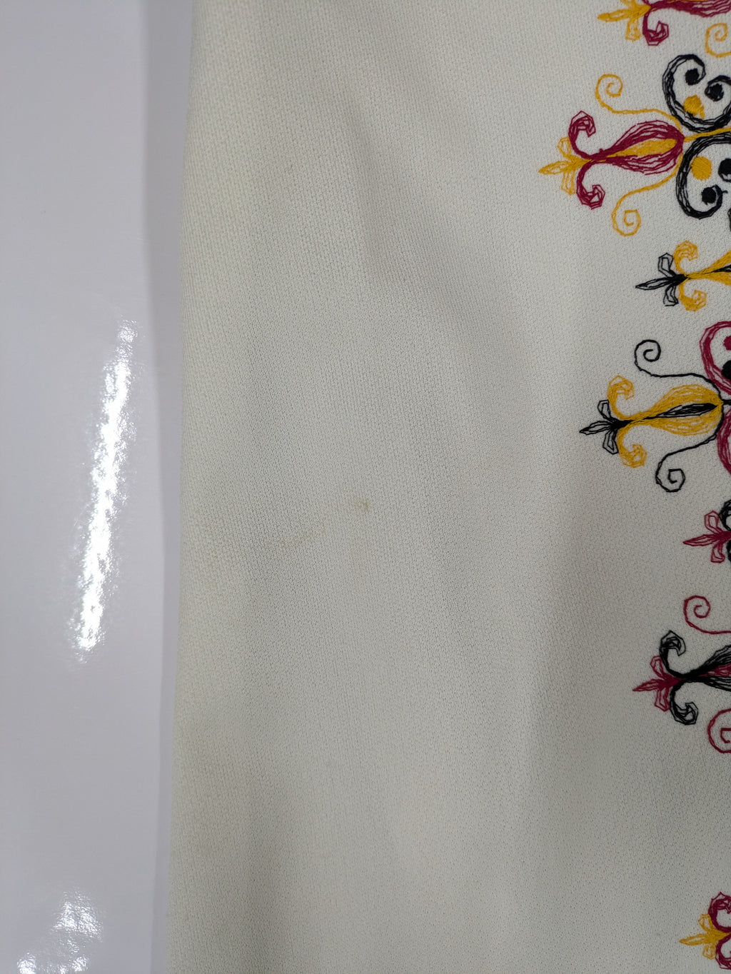 60's Trevira Embroidered Dress White