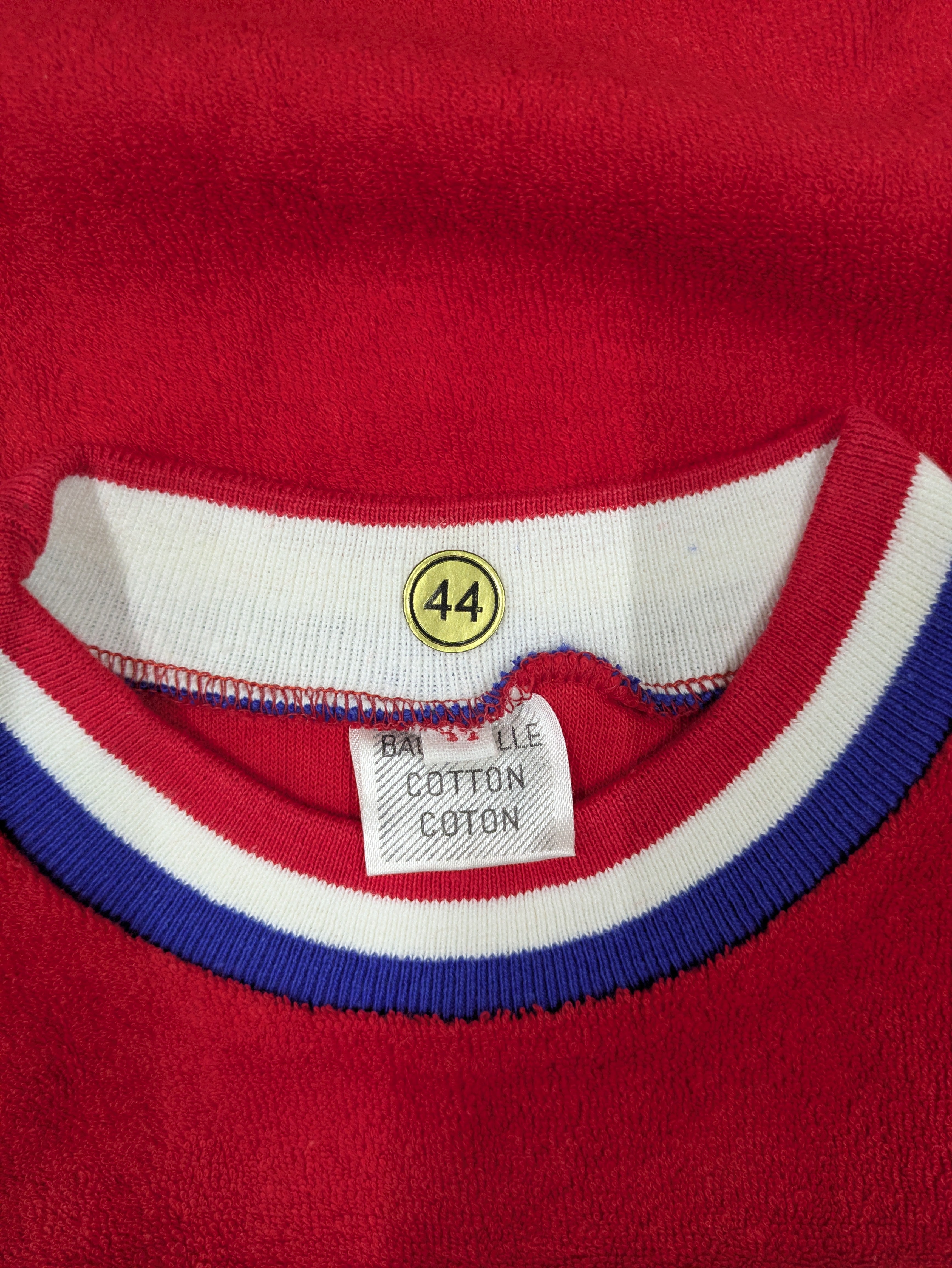 70's Red Pile Fabric Top Made in France Deadstock